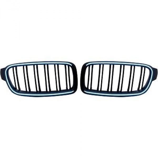 Calandre avant look MTech avec LED pour BMW Série 3 F30 / F80 12-18 - Noir brillant