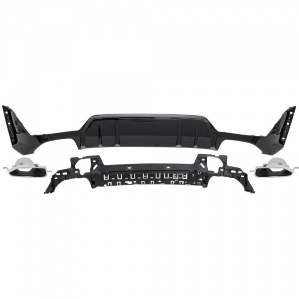 Diffuseur arrière look M-Performance 2 Blade noir brillant / argent pour BMW Série 3 G20 / G21 22-26