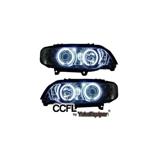 2 Phares avant BMW X5 E53 Angel Eyes CCFL 99-03 - Chrome