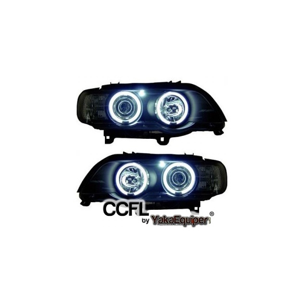 2 Phares avant BMW X5 E53 Angel Eyes CCFL 99-03 - Noir
