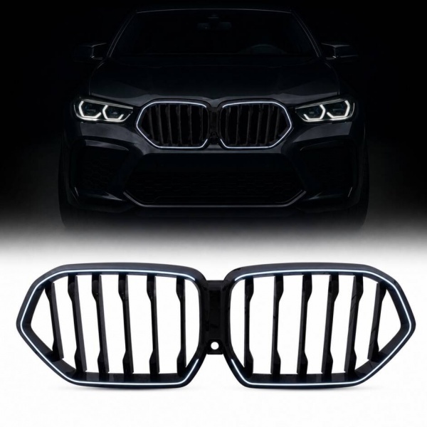Calandre avant look Performance noir brillant à LED avec caméra pour BMW X6 G06 19-23
