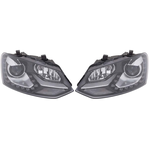 2 Phares avant VW Polo 6R 6C 09-17 H7 D2H - LED chrome - noir