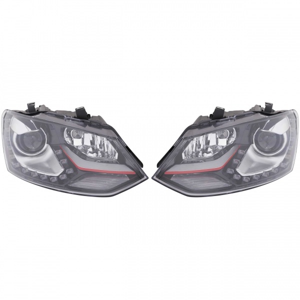 2 Phares avant VW Polo 6R 6C 09-17 H7 D2H - LED look GTI - noir
