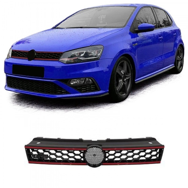 Grille calandre VW Polo (6R 6C) 09-17 - look GTI - Noir Brillant