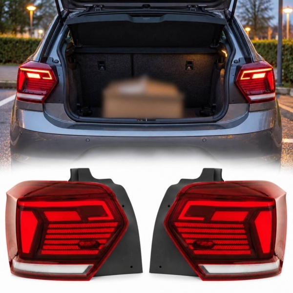 2 Feux arriere VW Polo 6 AW - progressif - fullLED dynamiques - Rouge Cerise