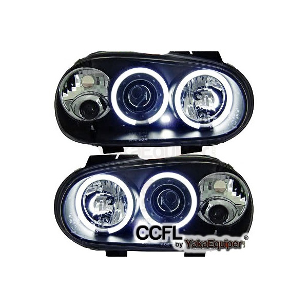 2 Phares avant VW GOLF 4 Angel Eyes CCFL 98-02 - Noir
