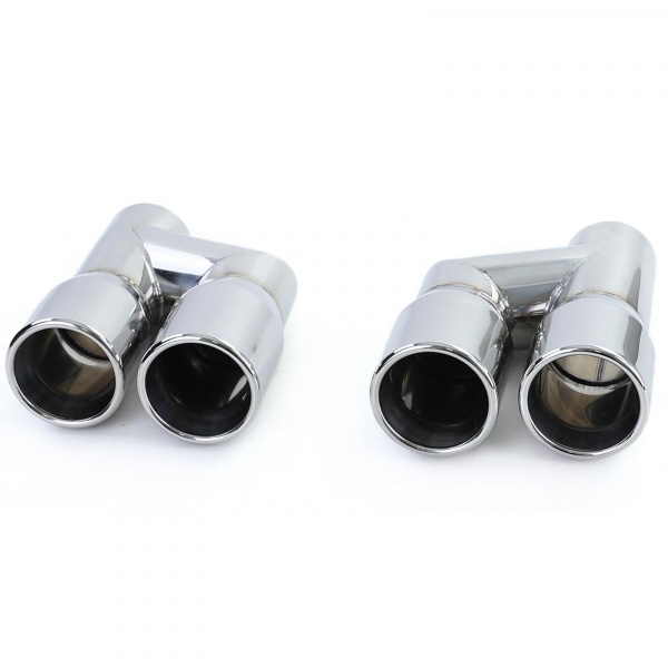 2 Embouts d’échappement double sortie inox 76 mm polis look Sport pour Audi A4 B8 / A5 B8 / A6 C7 / Q5 8R