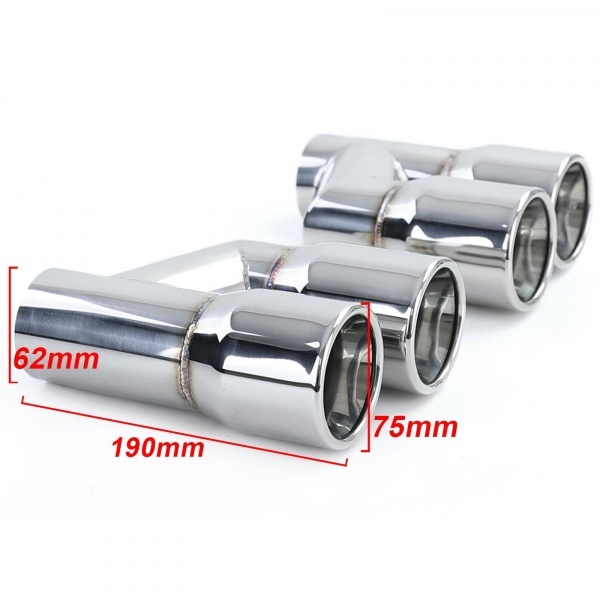 2 Embouts d’échappement double sortie inox 76 mm polis look Sport pour Audi A4 B8 / A5 B8 / A6 C7 / Q5 8R