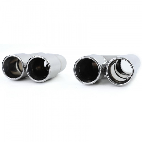 2 Embouts d’échappement double sortie inox 76 mm polis look Sport pour Audi A4 B8 / A5 B8 / A6 C7 / Q5 8R