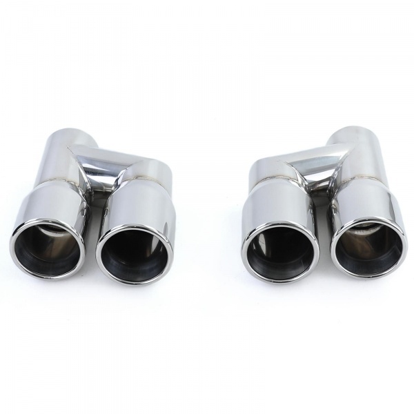 2 Embouts d’échappement double sortie inox 76 mm polis look Sport pour Audi A4 B8 / A5 B8 / A6 C7 / Q5 8R