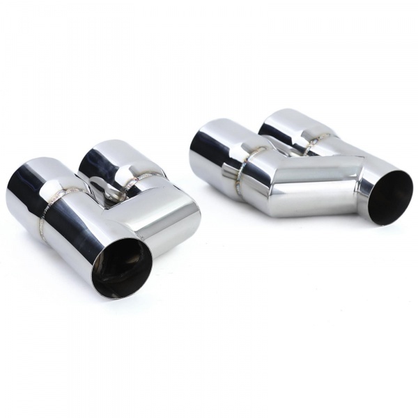 2 Embouts d’échappement double sortie inox 76 mm polis look Sport pour Audi A4 B8 / A5 B8 / A6 C7 / Q5 8R