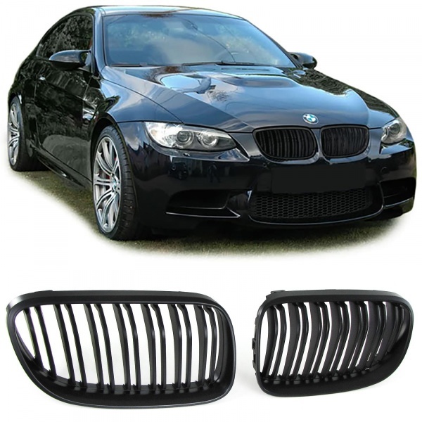 Grilles calandre BMW Serie 3 E92 E93 LCI 10-13- look M3  - Noir Mat