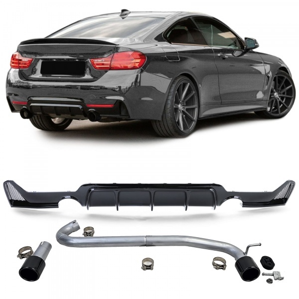 Diffuseur Echappement arriere BMW serie 4 F32 F33 F36 double sortie - noir brillant