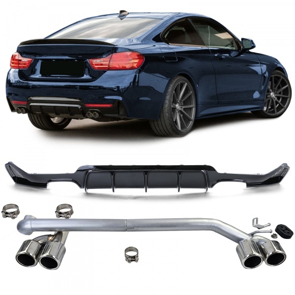 Diffuseur Echappement arriere BMW serie 4 F32 F33 F36 double sortie - Chrome