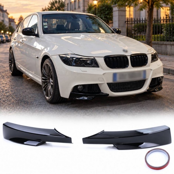 2 Splitters pour pare choc M - BMW Serie 3 E90 E91 LCI 09-11 - noir brillant