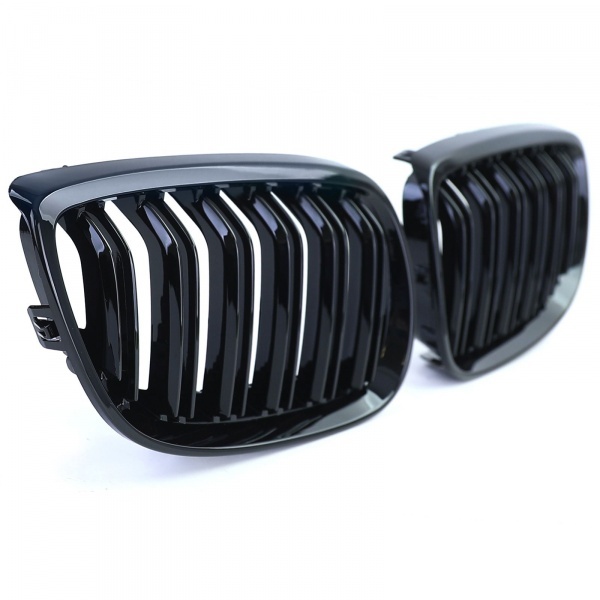 Grilles calandre BMW Serie 3 E92 E93 05-10 - look M - Noir brillant