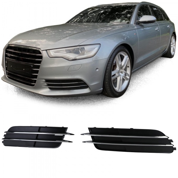 Grilles antibrouillard Audi A6 C7 11-14 - Noir chrome - look S