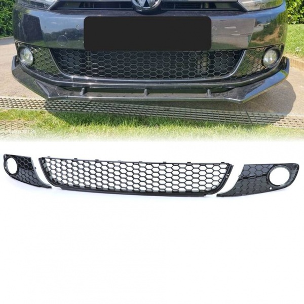 Grilles VW GOLF 6 - look GTI nid d'abeille - Noir Brillant