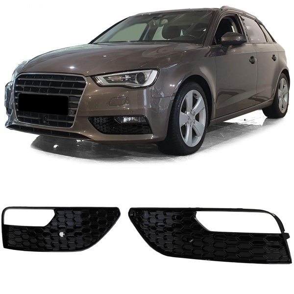 Grilles antibrouillard Audi A3 8V 2012 -2016 - look RS3 noir brillant