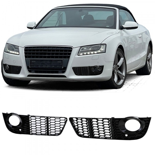 Grilles antibrouillard Audi A5 8T 07-11 - Noir brillant - look RS