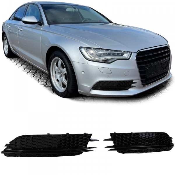 Grilles antibrouillard Audi A6 C7 11-14 - Noir brillant - look RS