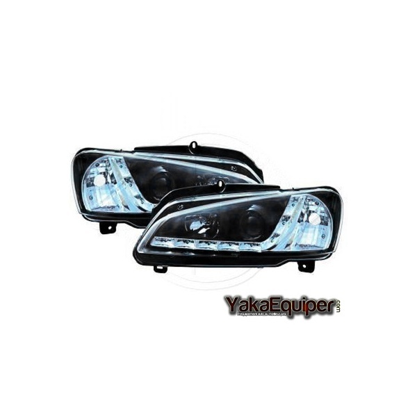 2 Phares avant Peugeot 106 Devil Eyes LED 96-03 - Noir