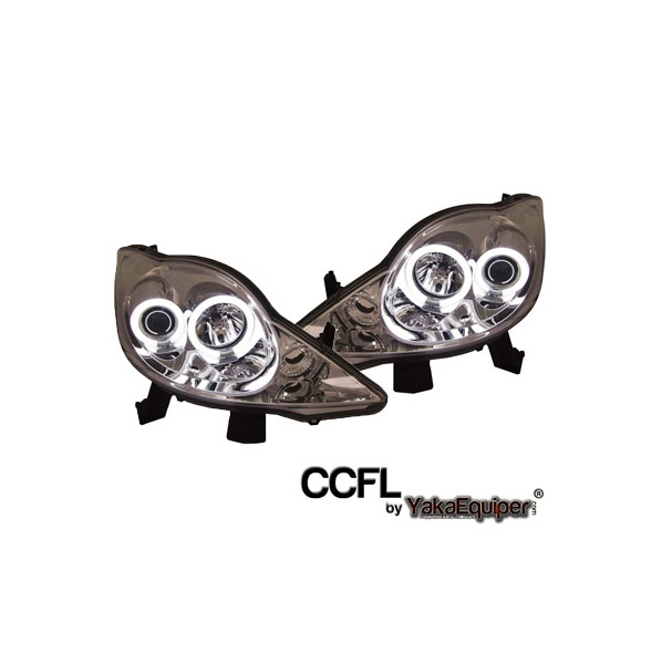 2 Phares avant Peugeot 107 Angel Eyes CCFL 05+ - Chrome