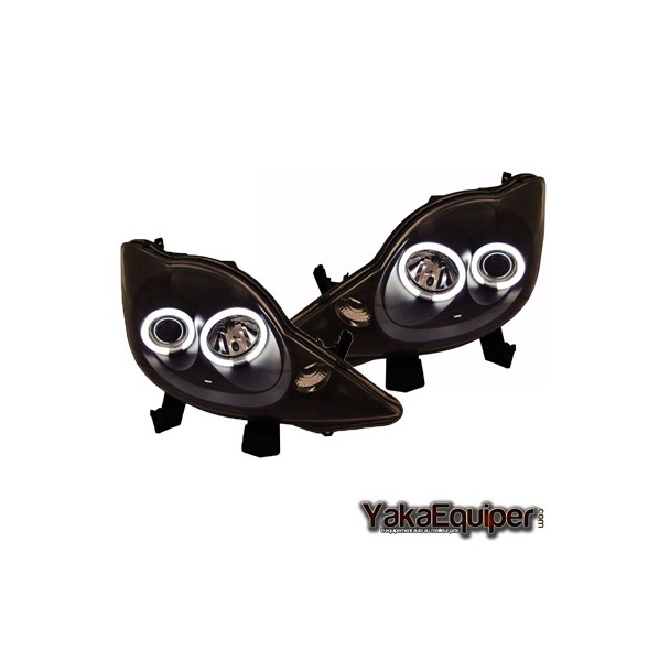 2 Phares avant Peugeot 107 Angel Eyes CCFL 05+ - Noir