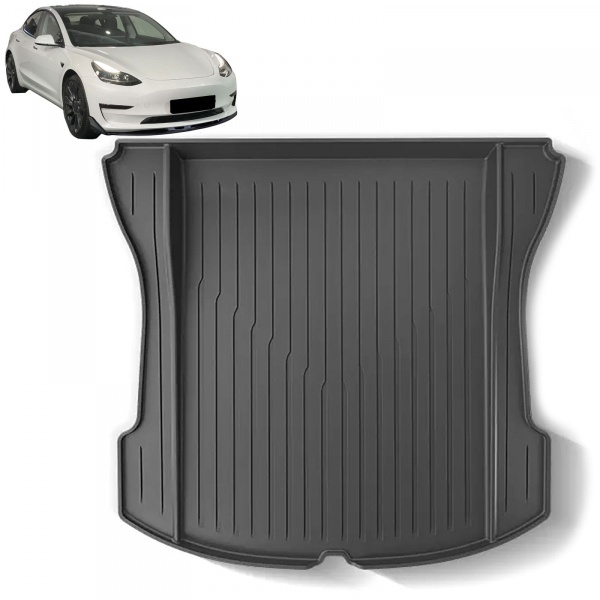 Tapis de coffre arriere caoutchouc - Noir Mat - Tesla Model 3