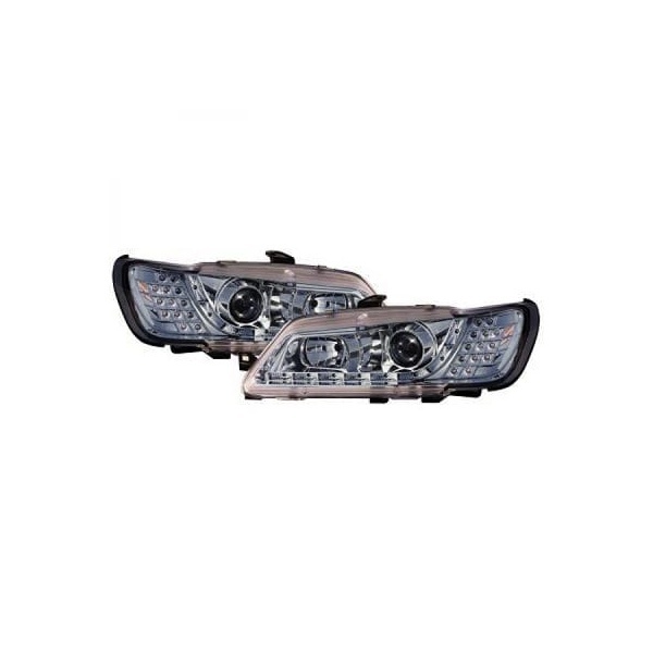 2 Phares devil eyes LED pour Peugeot 306 - 93-97 - Chrome
