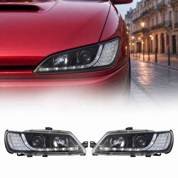 2 Phares devil eyes LED pour Peugeot 306 - 93-97 - Noir
