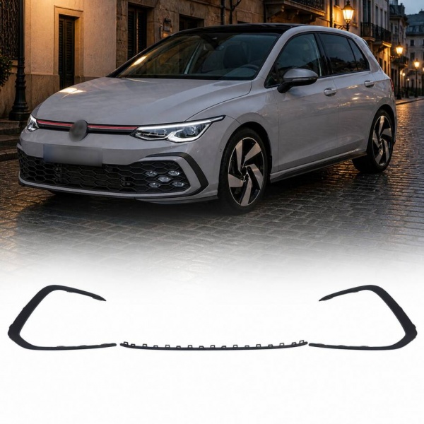Jeu de moulures de pare choc avant noir mat pour VW Golf 8 GTI / GTD / R-Line 19-24