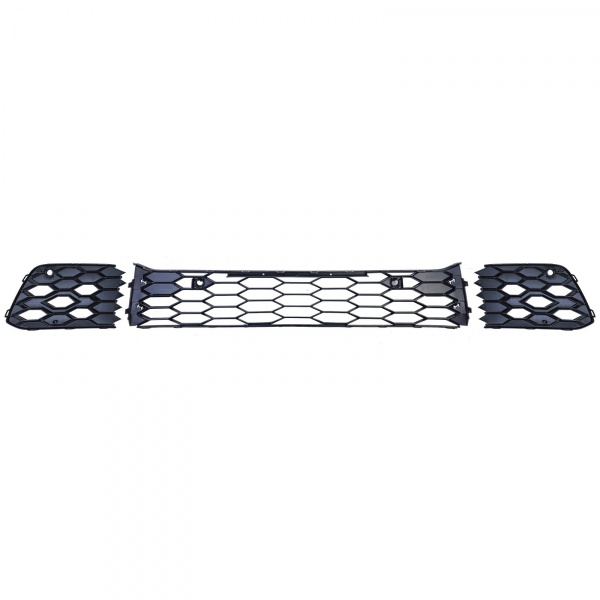 Jeu de grilles de pare choc avant nid d’abeille noir mat pour VW Golf 8 GTI / GTD 19-24