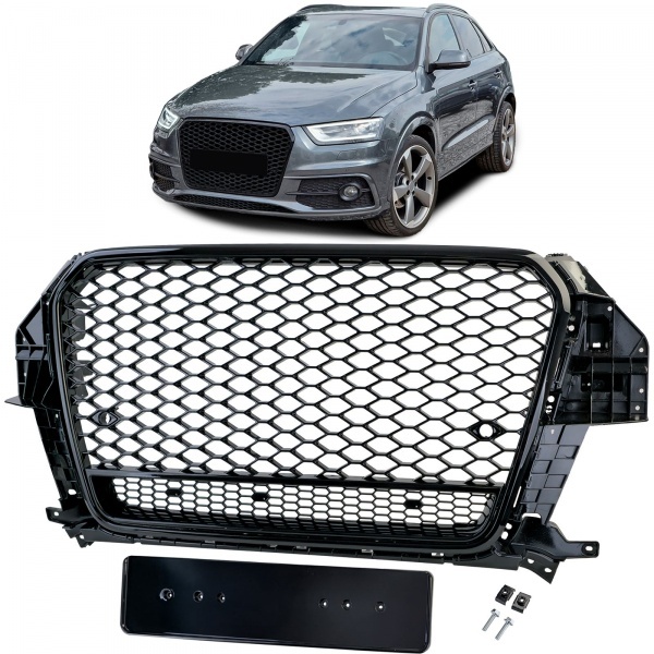 Grille calandre Audi Q3 11-14 - look quattro RSQ3 - Noir Laqué - PDC
