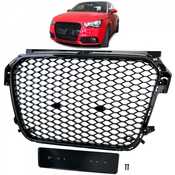 Grille calandre Audi A1 8X 10-14 - Nid d'abeille RS1 - Noir