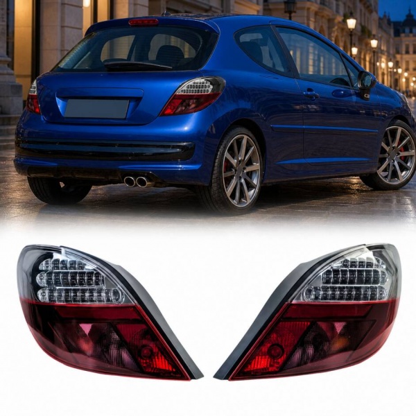 2 Feux arriere Peugeot 207 06-09 - LED - Rouge / Clair