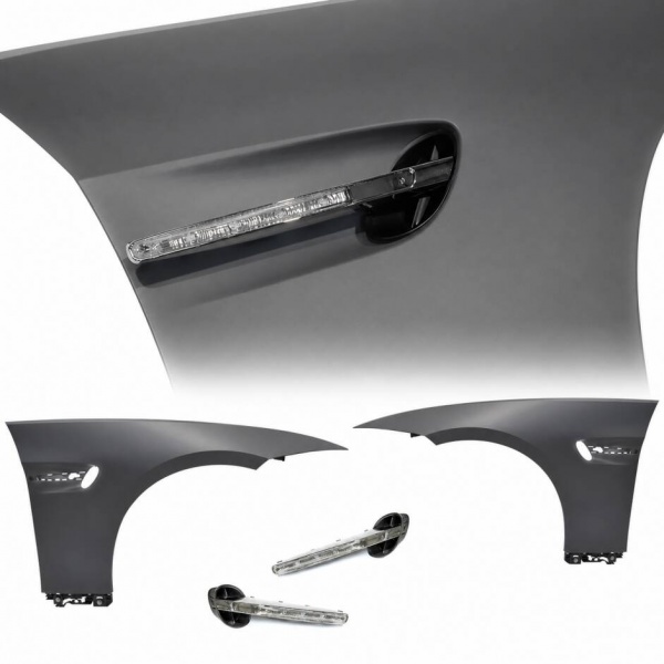 2 Ailes avant look M3 avec répétiteurs LED pour BMW Série 3 E92 / E93 06-13