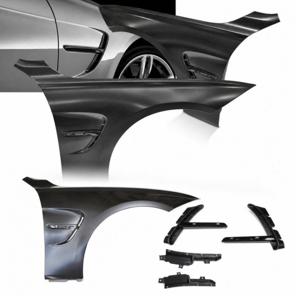 2 Ailes avant look M4 avec prises d’air noires pour BMW Série 4 F32 / F33 / F36 13-20