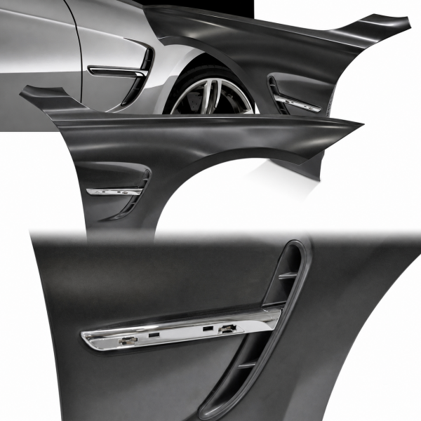 2 Ailes avant look M4 avec prises d’air chromées pour BMW Série 4 F32 / F33 / F36 13-20
