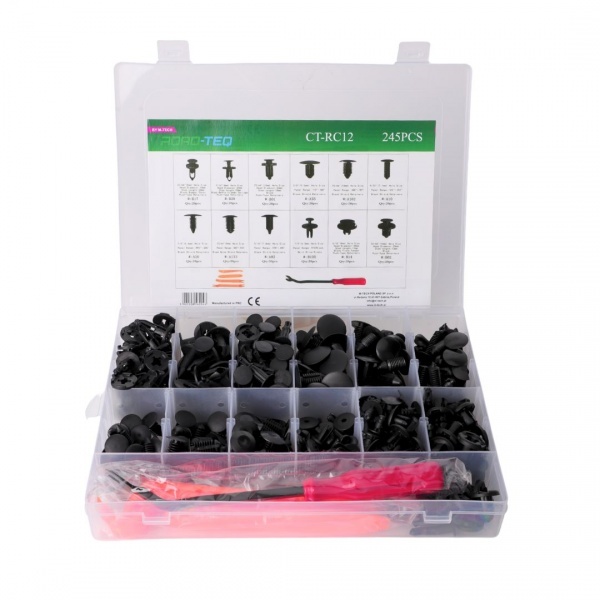Kit clips de fixation auto Road-Teq 240 pièces avec outils de démontage