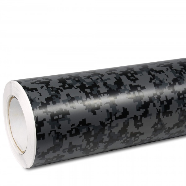 Film covering Stickerbomb camouflage pixel gris foncé 152 cm anti-bulles vendu au mètre