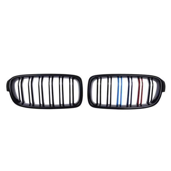 Grilles calandre BMW Serie 3 F30 F31 11-18 look couleur M - Noir Brillant