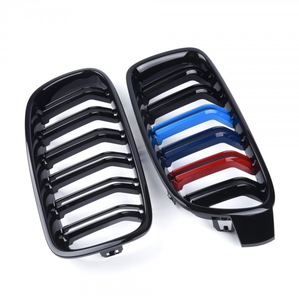 Grilles calandre BMW Serie 3 F30 F31 11-18 look couleur M - Noir Brillant