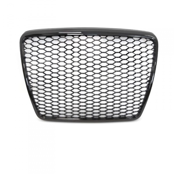 Grille calandre Audi A6 C6 04-11 - look RS6 - Noir Brillant