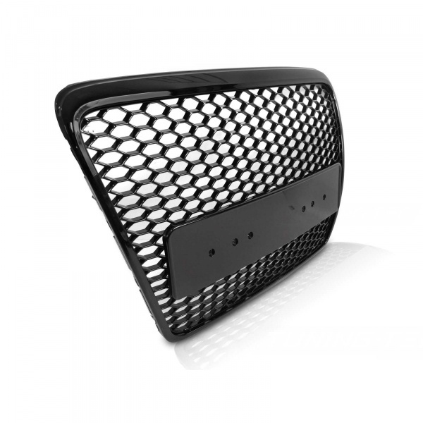 Grille calandre Audi A6 C6 04-11 - look RS6 - Noir Brillant