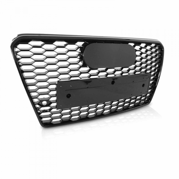 Grille calandre Audi A7 C7 4G 10-14 - Noir brillant logo - look RS7