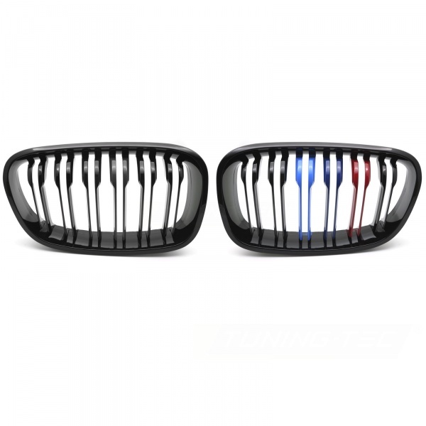Grilles calandres BMW Serie 1 F20 F21 11-14 look couleur M - Noir Brillant