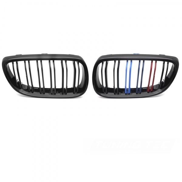 Grilles calandre BMW Serie 3 E92 E93 07-10 - look couleur M - Noir brillant