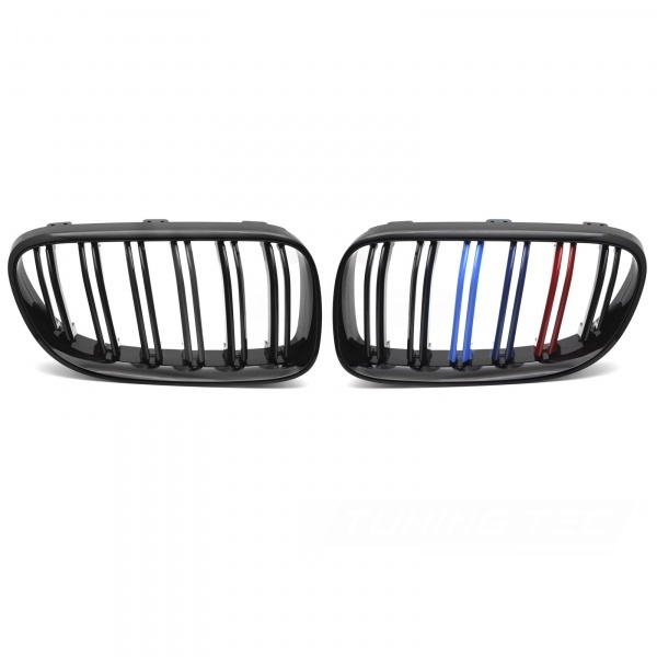 Grilles calandre BMW Serie 3 E92 E93 10-13 - look couleur M - Noir brillant