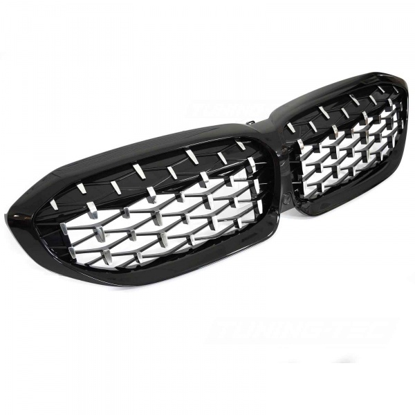 Grilles calandre BMW Serie 3 G20 G21 look diamant - 18-22 - Chrome Noir